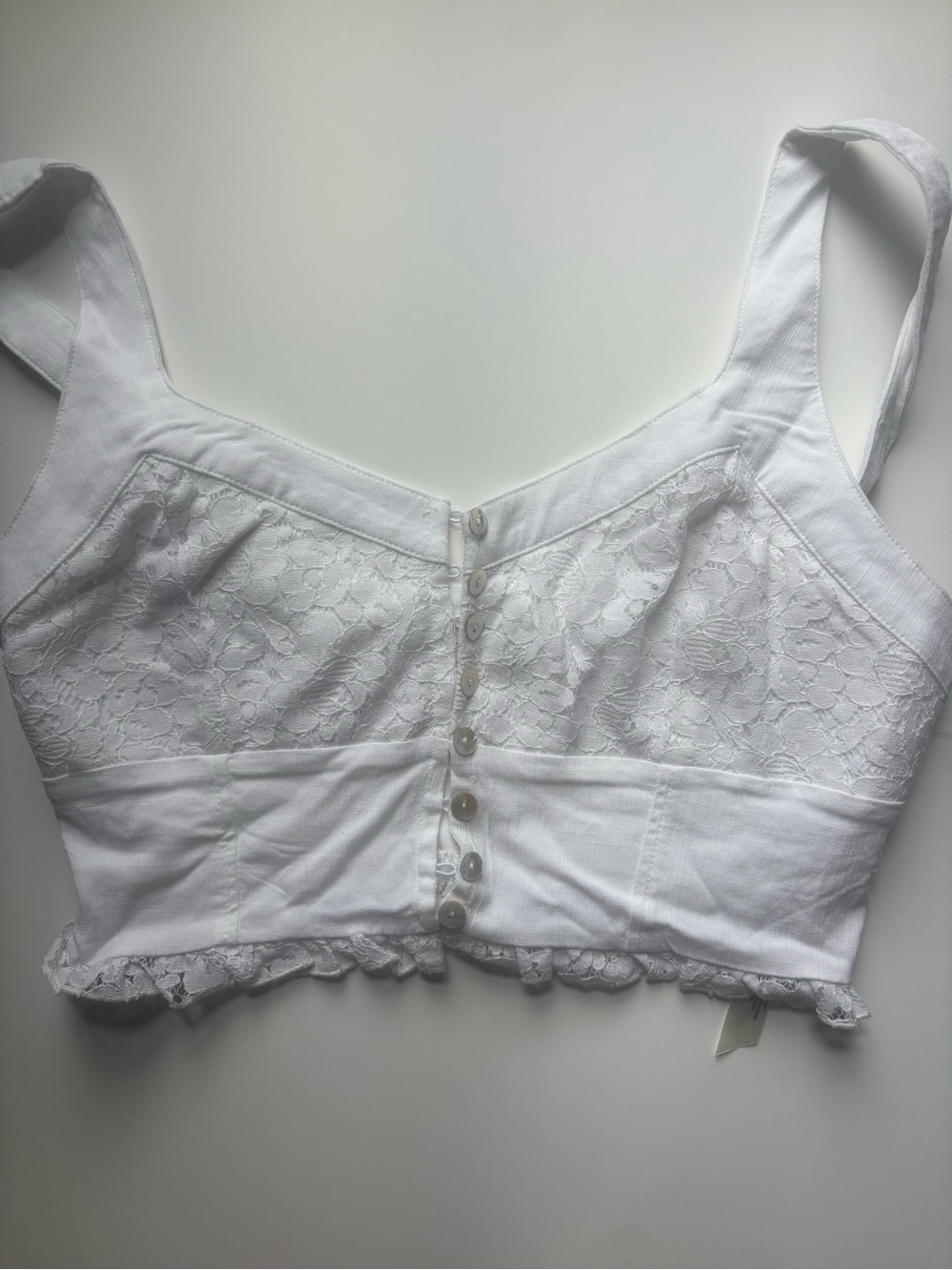 Free People White Lace-Front Crop Tank
